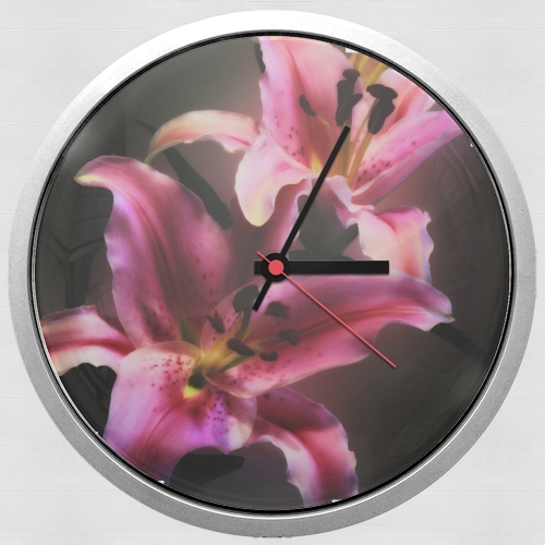 Horloge Murale Painting Pink Stargazer Lily