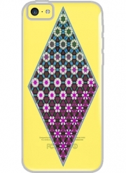 Coque Iphone 5C Transparente Abstract bright floral geometric pattern teal pink white