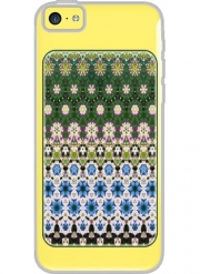 Coque Iphone 5C Transparente Abstract ethnic floral stripe pattern white blue green