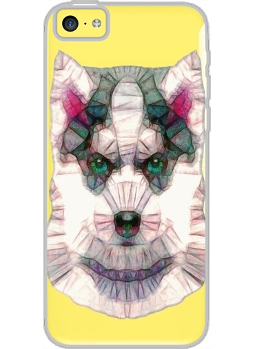 Coque Iphone 5C Transparente abstract husky puppy