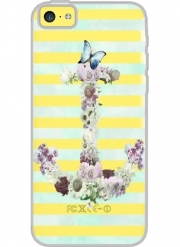 Coque Iphone 5C Transparente Floral Anchor in mint