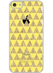 Coque Iphone 5C Transparente Glitter Triangles in Gold