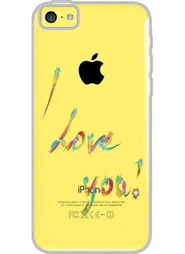 Coque Iphone 5C Transparente I love you texte rainbow