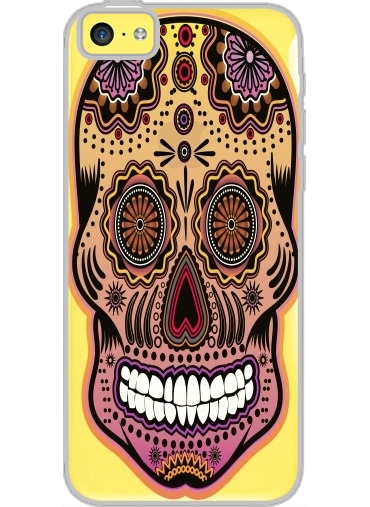 Coque Iphone 5C Transparente sugar skull , multicolor