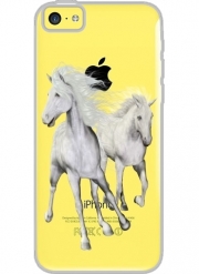 Coque Iphone 5C Transparente Cheval blanc sur la plage