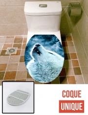 Housse de toilette - Décoration abattant wc A howling wolf in the rain