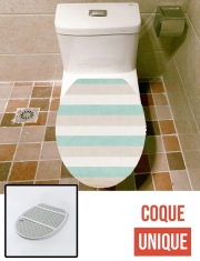 Housse de toilette - Décoration abattant wc aqua and sand stripes