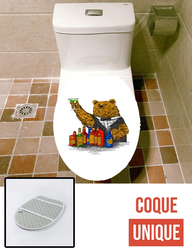 Housse de toilette - Décoration abattant wc Bartender Bear
