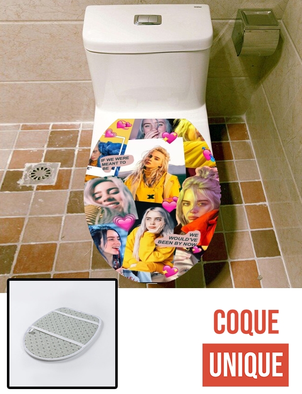 Housse de toilette - Décoration abattant wc billie eilish collage