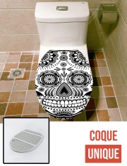 Housse de toilette - Décoration abattant wc black and white sugar skull