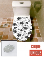 Housse de toilette - Décoration abattant wc Black Flower