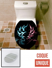 Housse de toilette - Décoration abattant wc Black Goku Face Art Blue and pink hair