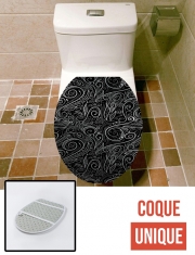Housse de toilette - Décoration abattant wc Black Silver Damasks