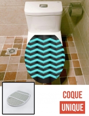 Housse de toilette - Décoration abattant wc Chevron scintillement Bleu