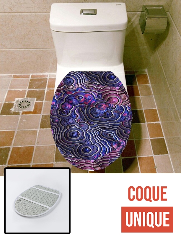 Housse de toilette - Décoration abattant wc Blue pink bubble cells pattern