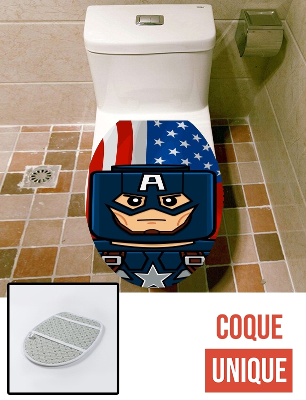Housse de toilette - Décoration abattant wc Bricks Captain America