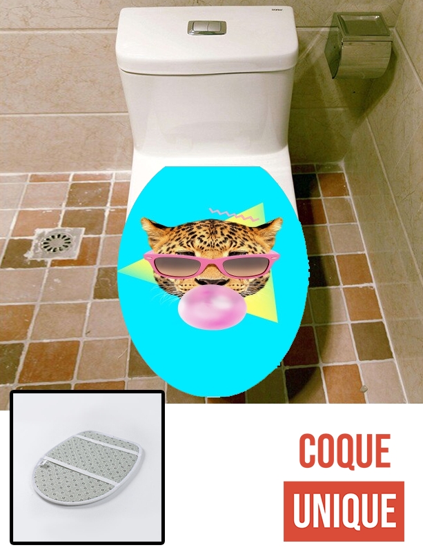 Housse de toilette - Décoration abattant wc Bubble gum leo