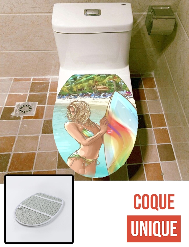 Housse de toilette - Décoration abattant wc California Surfer