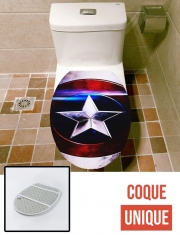Housse de toilette - Décoration abattant wc Bouclier avec étoile bleu