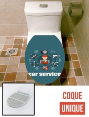 Housse de toilette - Décoration abattant wc Logo garage / garagiste avec texte personnalisable
