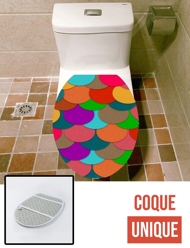 Housse de toilette - Décoration abattant wc Cercles MultiCouleur