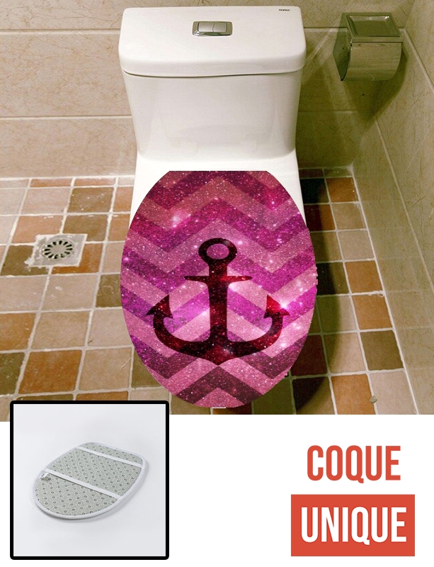 Housse de toilette - Décoration abattant wc Ancre perdu dans l'espace Rose
