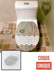 Housse de toilette - Décoration abattant wc Chevron sur bois