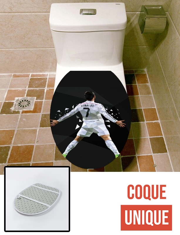 Housse de toilette - Décoration abattant wc Cristiano Ronaldo Celebration Piouuu GOAL Abstract ART