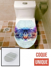 Housse de toilette - Décoration abattant wc Chat Fractal