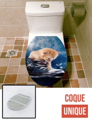 Housse de toilette - Décoration abattant wc Cute kitten plays in sneakers
