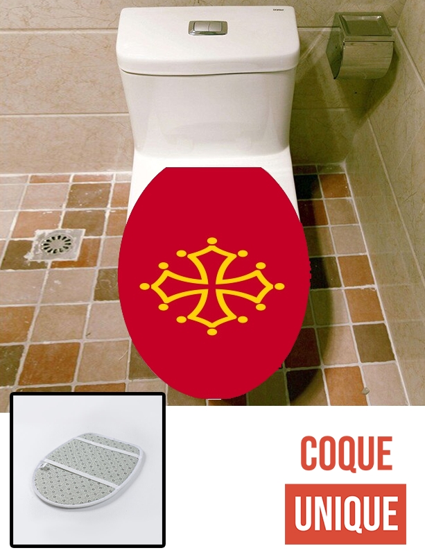 Housse de toilette - Décoration abattant wc Drapeau de Midi-Pyrénées