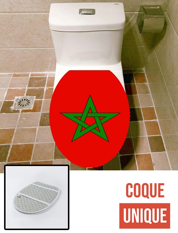Housse de toilette - Décoration abattant wc Drapeau Maroc