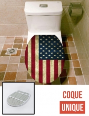 Housse de toilette - Décoration abattant wc Drapeau USA Vintage