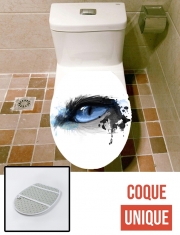 Housse de toilette - Décoration abattant wc Chaton regard bleu