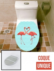 Housse de toilette - Décoration abattant wc flamingo love