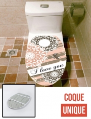 Housse de toilette - Décoration abattant wc I Love You Bouquet de fleurs pastel