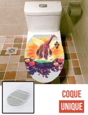 Housse de toilette - Décoration abattant wc Girafe en fleurs