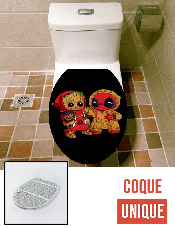 Housse de toilette - Décoration abattant wc Groot x Deadpool