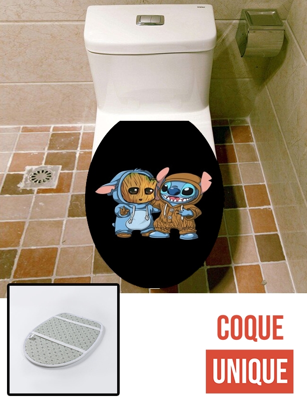 Housse de toilette - Décoration abattant wc Groot x Stitch