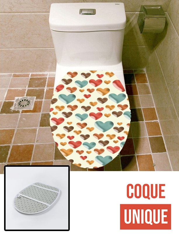 Housse de toilette - Décoration abattant wc Mosaic de coeurs