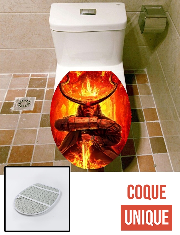 Housse de toilette - Décoration abattant wc Hellboy in Fire