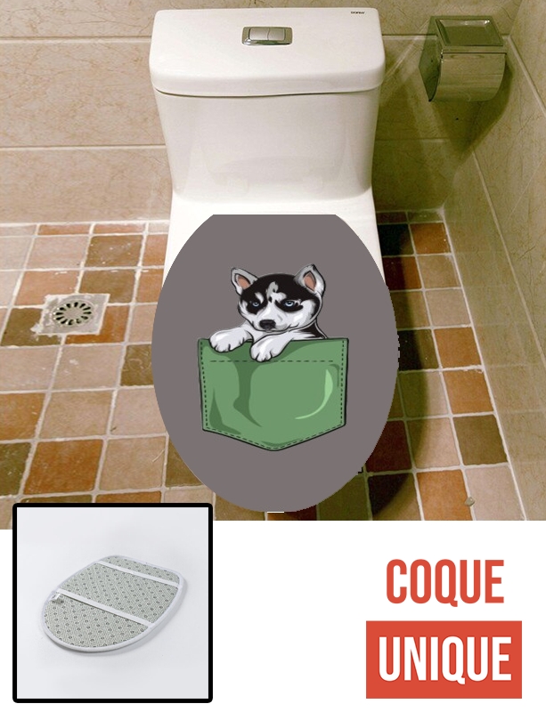 Housse de toilette - Décoration abattant wc Husky Dog in the pocket