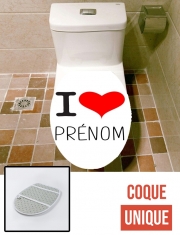 Housse de toilette - Décoration abattant wc I love Prénom - Personnalisable avec nom de ton choix