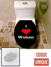 Housse de toilette - Décoration abattant wc I love Wuhan Coronavirus