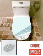 Housse de toilette - Décoration abattant wc Initiale Marble and Glitter Blue