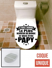 Housse de toilette - Décoration abattant wc Je vais être Papy - Idée cadeau naissance - Annonce grand père
