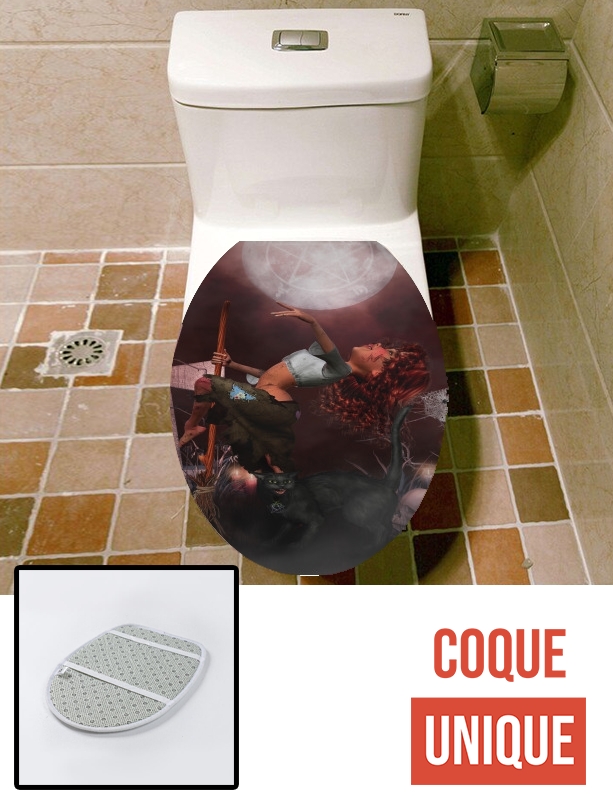 Housse de toilette - Décoration abattant wc Petite sorcière