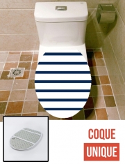 Housse de toilette - Décoration abattant wc Mariniere Blanc / Bleu Marine