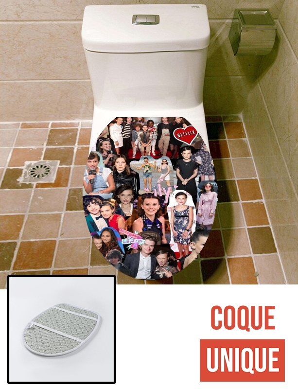 Housse de toilette - Décoration abattant wc Millie Bobby Brown collage