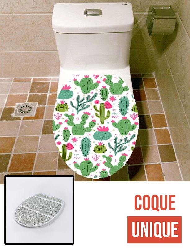 Housse de toilette - Décoration abattant wc Minimalist pattern with cactus plants